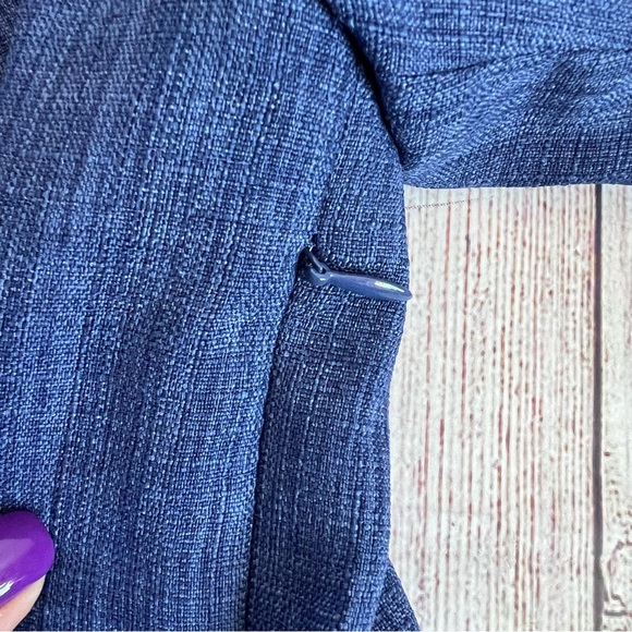 TAHARI Blue Stretch Denim Look Turn Lock Dress 8 Petite - Picture 11 of 11